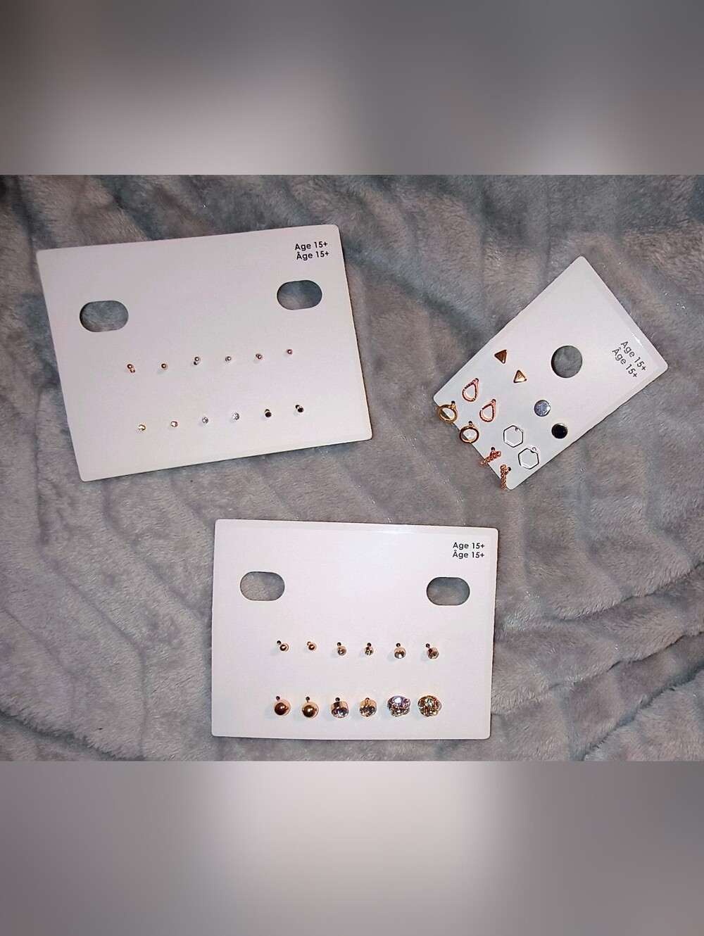 Mixed Medal and Clear Crystal Stud Earring Set